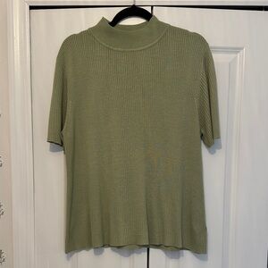 Croft & Barrow Sage Green Ribbed Mock Turtleneck Top - 1X